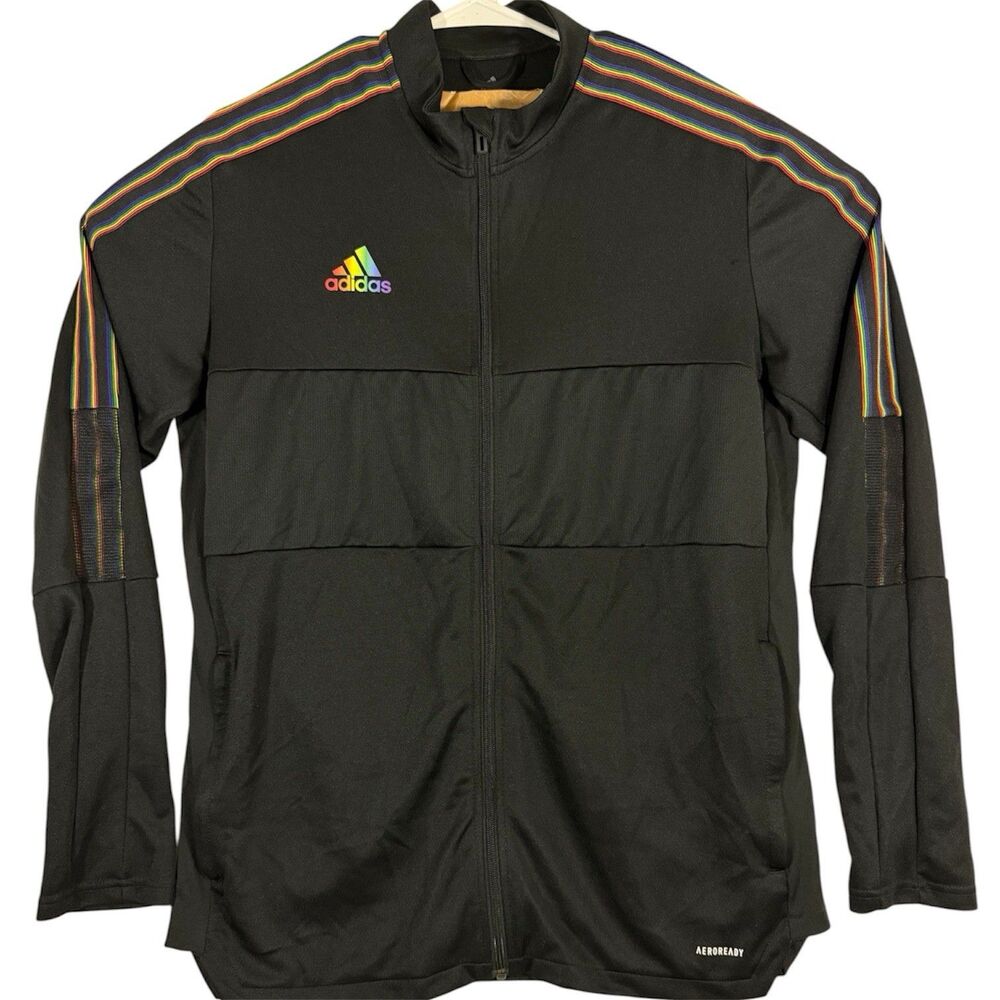 Adidas "Pride" AEROREADY Rainbow Stripes Full-Zip Track Jacket Size XL EUC